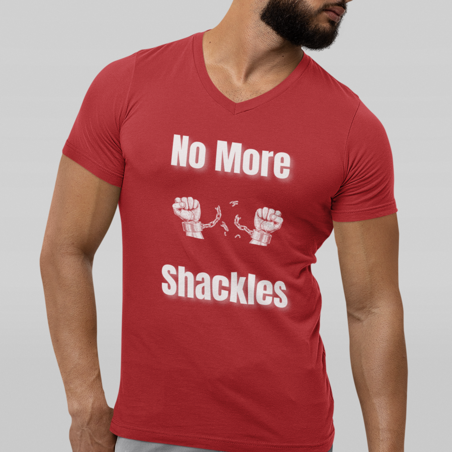 No More Shackles Sleeve V-Neck Tee